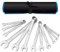 DURATECH 12-Piece Combination Spanner Set, Open End Wrench Set, Matte Chrome-Plated, Chrome Vanadium Steel, DIN 3113, Metric, 6-22mm, 12-Point, with Storage Pouch
