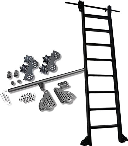 WJYCGFKJ Rolling Ladder Hardware Library Retractable Sliding Ladder Hardware Kit(No Ladder) + Extention Track, Round Tube Mobile Ladder Track, For Bookshelf/Loft/Home (Size : 16ft/500cm Track kit)