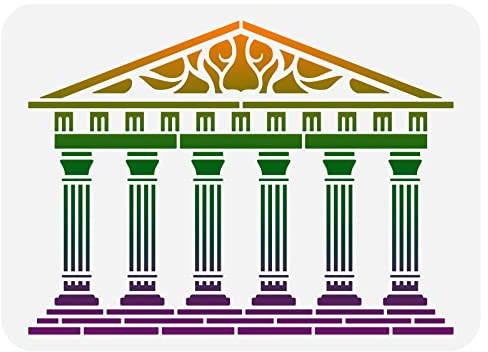 FINGERINSPIRE Schablone Für Griechische Tempel 29.7x21cm Wiederverwendbare Schablone Für Antike Architektur Aushöhlen 6 Steinsäulen Gebäude Zeichnungsschablone Zum Malen Stoff, Fliesen, Segeltuch