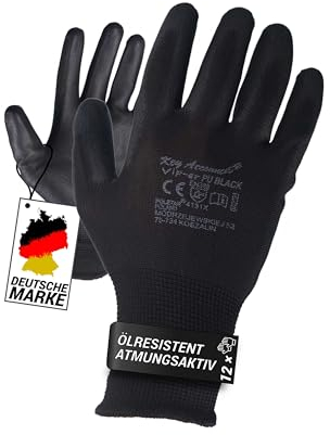Trevendo PU-Arbeitshandschuhe mit Polyurethan-Beschichtung - Damen & Herren - Montage-, Garten-, Sicherheitshandschuhe für Heim und Garten - Zuverlässiger Schutz und Komfort, 12 Paar, Größe 6