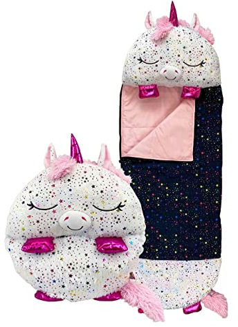 Happy Nappers Unisex Jugend Kids Sleeping Bag Schlafsack, Schimmerndes Einhorn, Medium 3-6yrs