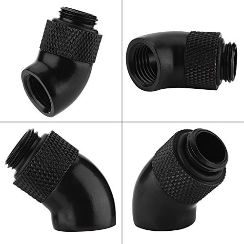 KIMISS 45 ° Fitting 14 Mm Drehbarer Wasserkühlungsfitting Schwarz Vernickeltes Messing G1 4 Gewinde 45-Grad-Biegewinkel Drehfitting-Adapter für CPU-Wasserkühlung Schwarz