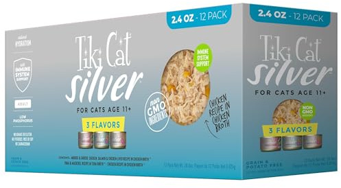 Tiki Cat Silver Wet Cat Food, Variety Pack, Senior, 2.4 oz. Cans, 12 Count