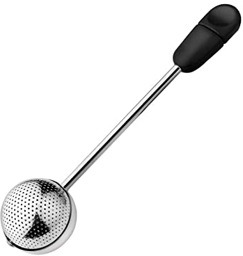 Colador de té de malla de, juego de té, accesorios de cocina, estante de infusión, cuchara de malla, filtro esférico, coladores con mango (Color : Black)