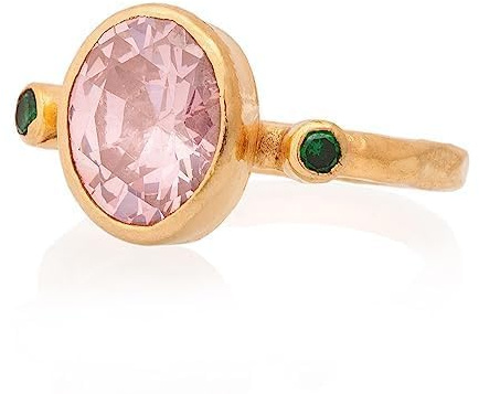 Rosa Quarz Ring, Rosa Quarz Frau Ring. Ovaler Rosa Quarz Ring. Vergoldeter Silber Rosa Quarz Ring. 925 Sterling Silber Rosa Quarz Ring. 24K Gold plattiert Silber rosa Quarz Ring.