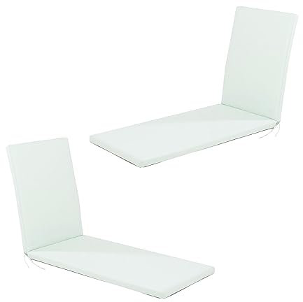 Pack 2 cojines de tumbona exterior, Repelente al agua, Poliéster 180 gr, Color Verde claro, 78+118cm x60cmx5cm,Desenfundable, Funda de cojín con Relleno para Tumbona de jardín, Cojín Hamaca de Piscina