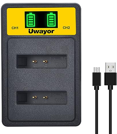 Uwayor Li-90B Akkuladegerät Kamera Kit USB AKKU Ladegerät für Olympus Tough TG-6 TG-5 SH-1 SH-2 SP-100 IHS, Tough TG-1 iHS TG-2 iHS