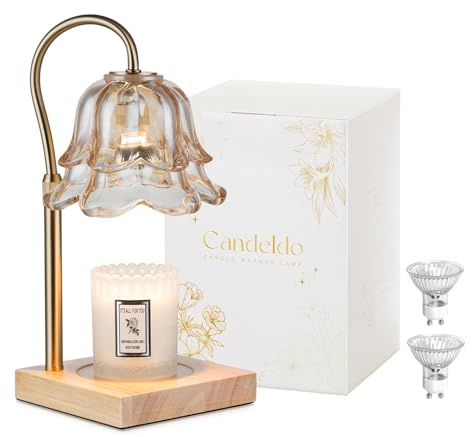 Candeldo Candle Warmer Lamp with Timer: Flower Gold Candle Lamps Height Adjustable Wax Melt House Warming Gifts New Home Decor Christmas Birthday Gift for Women Mom