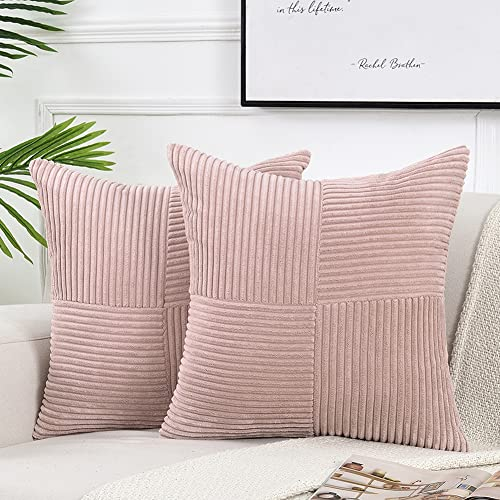 FDTERN 2er Set Altrosa Kordsamt Kissenbezug 60x60CM Weich Moderne Dekorative Kissenbezüge Kissenhülle Dekokissenbezug Sofakissen Dekokissen Boho Deko für Sofa Schlafzimmer Wohnzimmer Bett