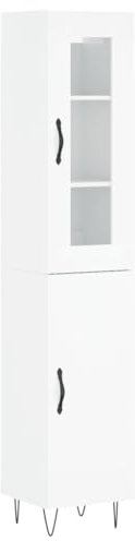 vidaXL Highboard, Sideboard mit viel Stauraum, Kommode Wohnzimmerschrank mit Türen Metallfüßen, Schrank Hochschrank Beistellschrank, Hochglanz-Weiß Holzwerkstoff
