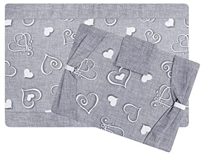 Set Coprifuochi + Copriforno Imbottito Fantasia Cuori Arredo Cucina (Grigio)