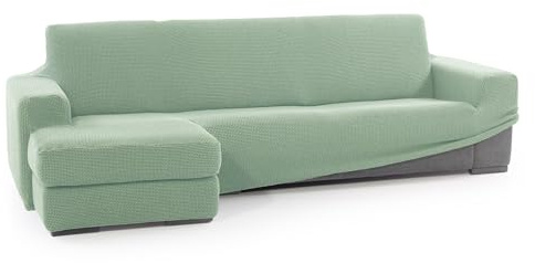 FAVERTI® Super elastischer Bezug für Chaiselongue, kurzes Eckteil Links (vorne gesehen), Modell Nove, Türkis, hochwertiger Schutz aus Jacquard-Stoff, Baumwollgefühl