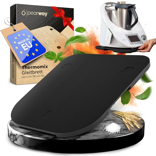 PEARWAY Gleitbrett Thermomix TM6/TM5 | MADE IN EU aus massivem Buchenholz | leichtes Verschieben | Thermomix Gleitbrett TM6 Rollbrett Slider - SCHWARZ
