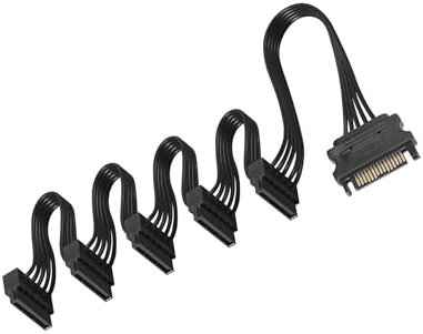 upHere gaming SATA Power Splitter Cables 19.7 in (500 mm) - 15 Pin Male to Female Power Cable Splitter Powers up to 5 Hard Disk Drive, SSD, Optical Drives
