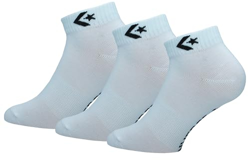 Converse 3 Paar Quarter Socken - Fußgewölbeunterstützung - Polyester - Unisex (Weiß, 43-46)