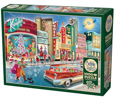 Cobble Hill 3840218 Vintage Weihnachtsshopping, 1000 Teile Puzzle inkl. Puzzleposter für Erwachsene und Kinder ab 12 Jahren, Weihnachten, Hollywood