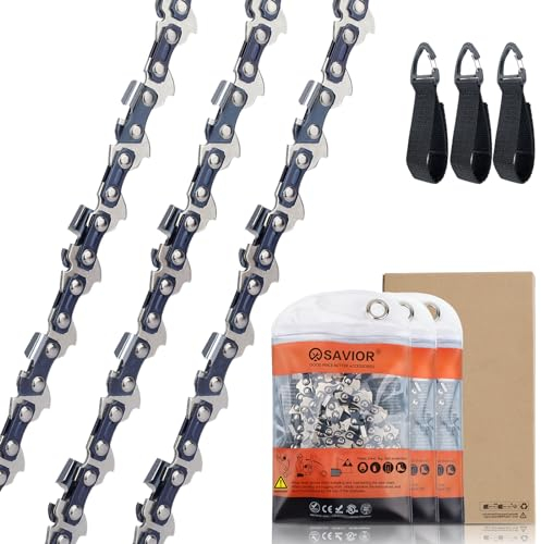 Savior Lot de 3 Chaînes de tronçonneuses 3/8LP 1,3 mm 44 maillons longueur de guide-chaîne 30 cm compatible avec Stihl 3636 000 0044