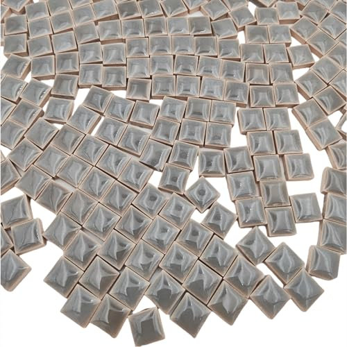 Quadratische Keramik-Mosaikfliesen zum Basteln, 1,2 x 1,2 cm, Porzellan-Mosaikfliesen, quadratische Mosaikstücke für DIY-Mosaikprojekte, Heimdekoration (grau)