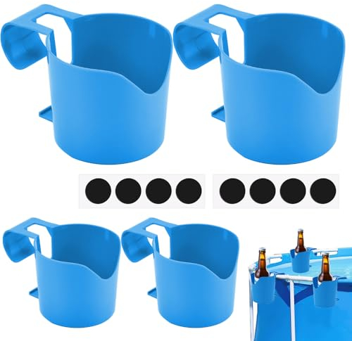 MININUSI 4 PCS Getränkehalter Poolrand Bierhalter Pool Bierhalterung Whirlpool Getränkehalter Aufstellpool Flaschenhalter Kunststoff Aufbewahrungskorb Pool mit 8 Rutschfesten Pads für Schwimmbäder