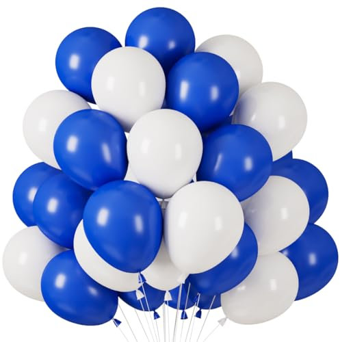 60 Stück Luftballons Blau Weiß, Helium Ballons Matt Blaue, Weiss Blau Latex Ballons, 12 Zoll Blaue Partyballon fur Jungen Kinder Geburtstag Hochzeit Baby Shower Babydusche Feste Babyparty Verlobung