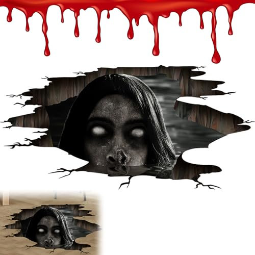 2 Pezzi Adesivi per Pavimenti dell'Orrore di Halloween, Visione 3D, Adesivi Murali per Party, Camera da Letto, Finestre