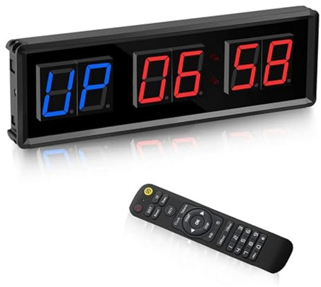 AUBEST Horloge Murale numérique, Minuterie de Gymnastique, minuterie d'intervalle LED, Compte à rebours numérique, minuterie de Fitness, Chiffres Bas/Haut, chronomètre