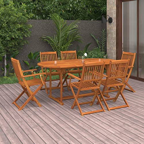 Somanki 7-TLG. Garten-Essgruppe Massivholz Akazie, Esstisch Mit Stühlen Set, Gartenmöbel Sitzgruppe, Balkon Möbel, Gartenlounge Set, Terrassenmöbel, Balkonmöbel Set - 3086970