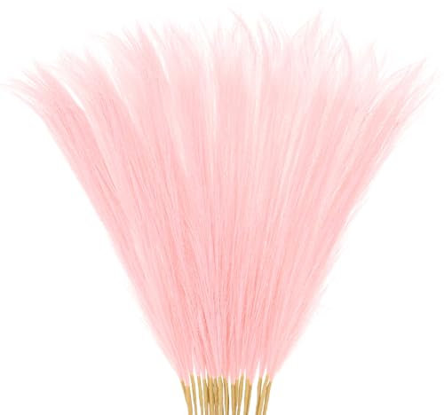 M METERXITY Lot de 20 Fausses Herbes de Pampa 21,7 Pouces/55 cm Petites Fausses Herbes de Pampa Moelleuses Décoration de Branches de Pampa pour Vase pour la Maison/Mariage/Vase [Rose Clair]