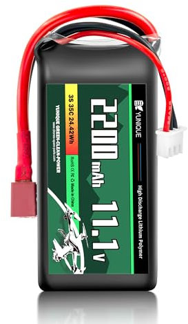 YUNIQUE GREEN-CLEAN-POWER Lipo Akku 3S 11.1V 2200mAh 35C mit T-Plug Anschluss Silikonkabel Softcase 75x33x25mm 140g Hochleistungsakku RC Modelle