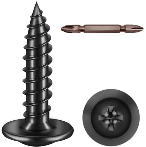 ORTAVA Blechschrauben M3 x 16 mm, 50 Stück Holzschrauben Edelstahl A2 V2A Flachkopf mit Scheibe Kreuzschlitz mit Bohrer, Selbstschneidende Schrauben Schwarz Oxid, Tellerkopfschrauben Vollgewinde