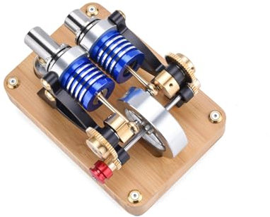 CreativeBlocker Stirlingmotor Modell Erwachsen - DIY Mini Metall Stirlingmotor Funktionsfähig mit Alkohollampen Läufts, DampfmaschinenModell Heißluft 2 Zylinder 2-Kolben, Wissenschaft Geschenk