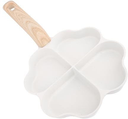 Non-Stick 4-Compartment Egg Frying Pan, Heart-Shaped Breakfast Skillet for Pancakes & Sandwiches, Gas Induction Compatible Easy Clean Mini Omelette Pan with Handle