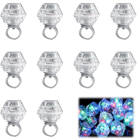 ASOFTY 10 Stück Party Leuchtende Ringe, LED Blinkender Fingers Accessoires, Lustiges Leuchtende Ringe, Bunt Leuchtringe für Party, Ostern, Konzert, Raves, Geburtstag