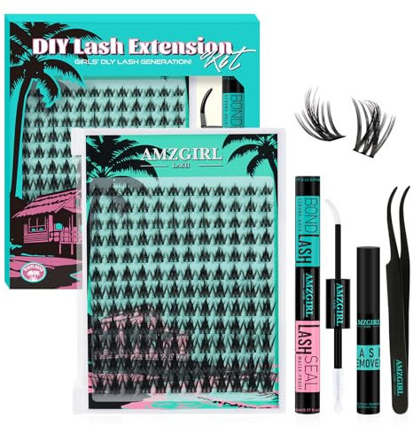 Manga Kit Extension Cils DIY 144Pcs Kit Faux Cils naturel Extension Cils Faux Cils avec Lash White Bond et Seal décapsuleur de cils et pincettes Anime Cils Extension De Cils(White Holiday,C-Mix8-18mm)