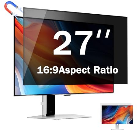 27 Zoll Magnetischer Computer Sichtschutz für 16:9 Breitbild-Monitor, Abnehmbarer Sichtschutz Anti-Glare Blaulicht Sichtschutz Monitor 27 Zoll, Anti-Kratzer