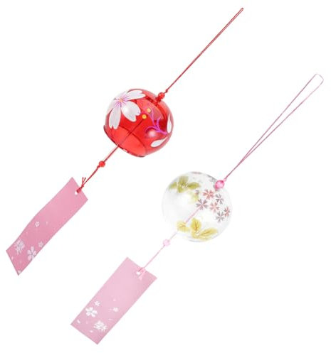 Toyvian 2pièces Carillon Éolien Décoratif Style Japonais Verre Simple Lot pour Cadeau Anniversaire Intérieur Ou Extérieur