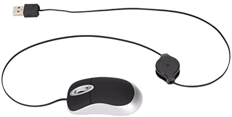 Dioche Mini Souris Portable à Brillante pour Ordinateur Portable, avec Cordon Rétractable de 68 Cm, Plug and Play, Idéale pour Les Voyages et Les Enfants