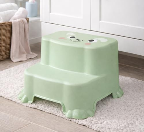 Mojawo Kinder Tritthocker Fußtritt Trittstufe Stufentritt Sitzhocker rutschfest Kunststoff Grün 36x36xH22cm