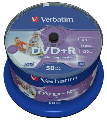 Verbatim DVD + R Wide Inkjet Printable no ID Brand 4.7 GB DVD + R
