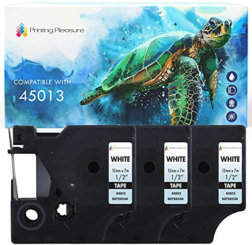 3x Schriftband kompatibel für Dymo D1 45013 Schwarz auf Weiß (12mm x 7m) LabelWriter 450 Duo LabelPoint 100 150 250 LabelManager 160 210D 220P 260P 280 360D 420P 450 500TS PnP Wireless MobileLabeler