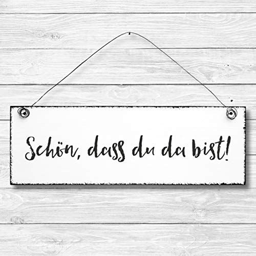 Schön, dass du da bist - Dekoschild Türschild Wandschild aus Holz 10x30cm - Holzdeko Holzbild Deko Schild