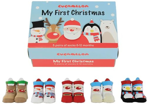 Cucamelon Baby My First Christmas 5 Pairs of Socks 0-12 Months Giftboxed