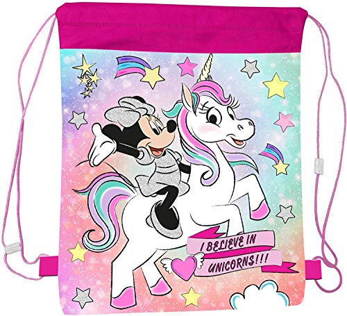 Minnie Mouse I Believe in Unicorns Children's Character Pull String School Gym Shoe Swim P.E. Bag