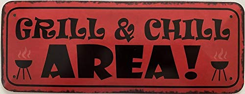 Blechschild 27 x 10 cm Grill & Chill Area ! - Deko7
