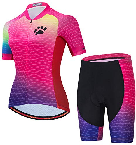 Hotlion Women's Cycling Jersey Set 3D Gel Padded Bike Clothes Breathable Bicycle Clothing Suit