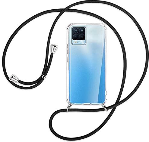 mtb more energy® Handykette kompatibel mit Realme 8, Realme 8 Pro (6.4'') - schwarz - Smartphone Hülle zum Umhängen - Anti Shock Full TPU Case