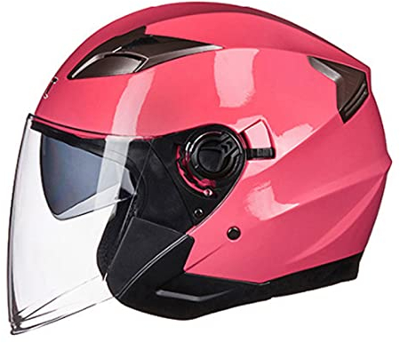 Jet Motorrad-Helm I Rollerhelm Mit Doppelvisier I Jethelm Herren & Damen I Atmungsaktiver Mopedhelm I Stoßfester Motorradhelm I ECE Zertifiziert,Rosa,L