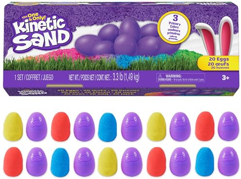 Kinetic Sand, 20 Stück Eier mit rotem, gelbem und blauem Spielsand, Goodie Bag Spielzeug, sensorisches Spielzeug für Kinder