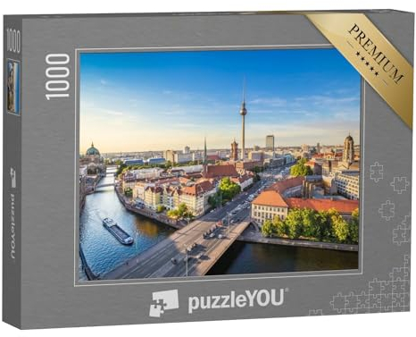 puzzleYOU: Puzzle 1000 Teile „Skyline Berlins mit Spree bei Sonnenuntergang, Deutschland“ – aus der Puzzle-Kollektion Berlin, Deutschland, Deutsche Städte, Deutsche Großstädte