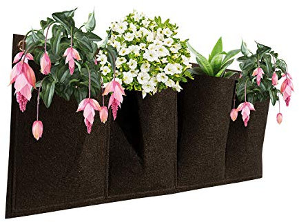 Taylor & Brown Wall Planting Bags 4 Pocket Wall Hanging Planter Planting Grow Bags Vertical Hanging Plant Bags Garden Wall Planter for Yard Garden Home Decoration